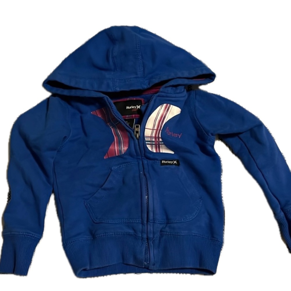 Hurley Girls Zip-Up Hoodie Blue and Pink • Size 2T